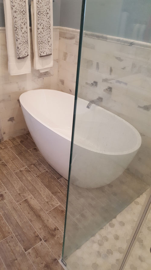 Bath remodel with modern tub